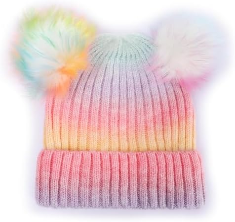 Winter Hat for Kids with Double Pom Pom Beanie