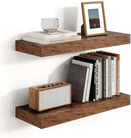 Heimlove Floating Shelves 16 Inch Set of 2 Brown 1