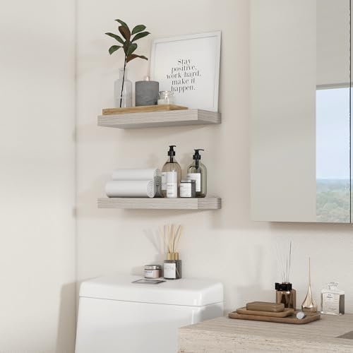 Heimlove Floating Shelves 16 Inch Set of 2 Grey
