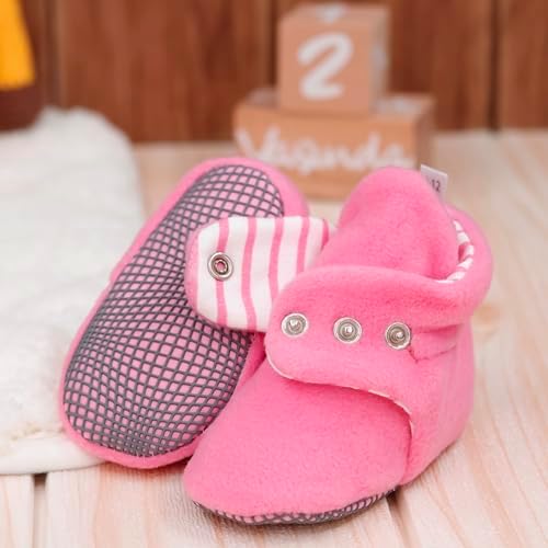 Ella Bonna Fleece Baby Booties with 3-Level Snaps