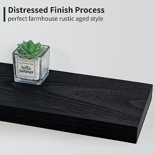 Marsmiles Rustic Floating Shelves Set of 3 17 Inch Wide Black