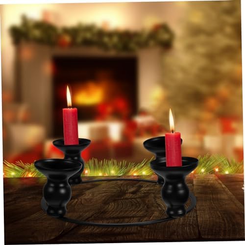 Iron Black Christmas Candle Holder Ring 1