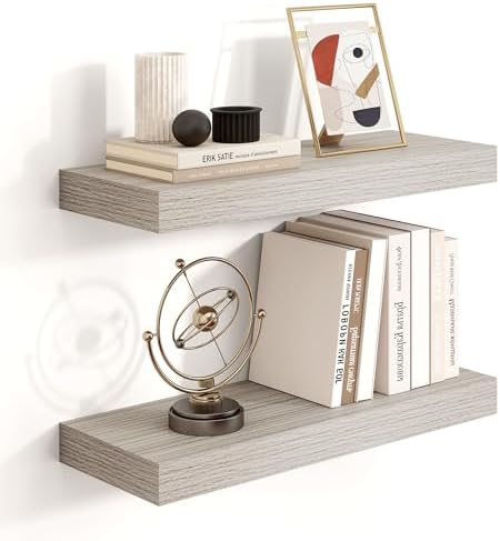 Heimlove Floating Shelves 16 Inch Set of 2 Grey