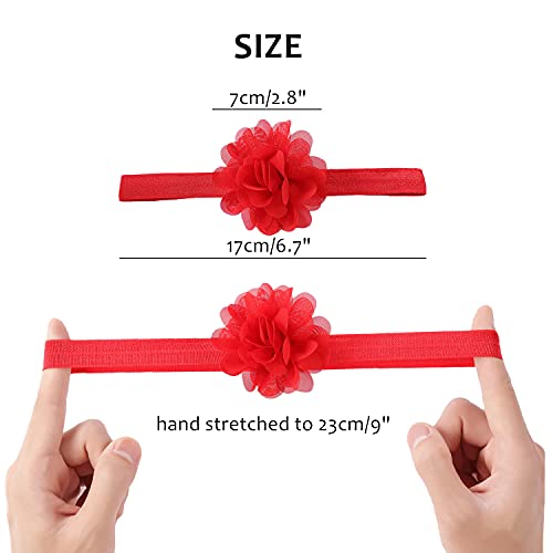 Cinaci 8 Pairs Chiffon Flower Barefoot Sandals with Headbands for Baby Girls