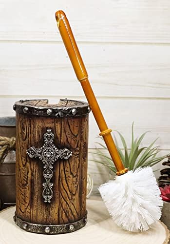 Ebros Gift Rustic Western Scroll Art Toilet Brush Set