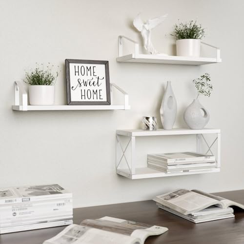 RICHER HOUSE Floating White Bathroom Shelves Over Toilet