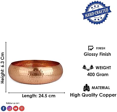 SATVIK Decorative Copper Urli with Hammered Design