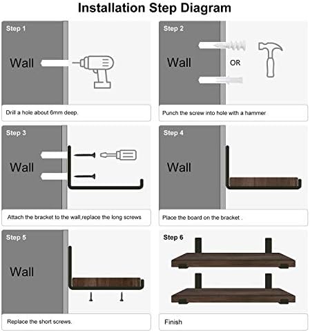 Mkono Rustic Floating Shelves Set of 2 with Lip Brackets