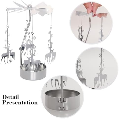 Heliltd 2pcs Spinning Christmas Candle Holder 1