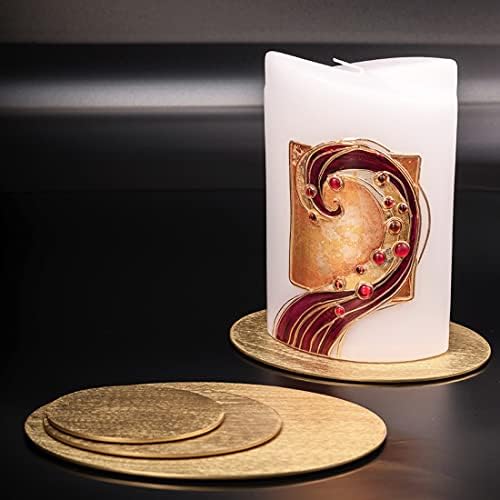 NKlaus Candle Plate 17x12cm Gold Aluminum Decorative Coaster