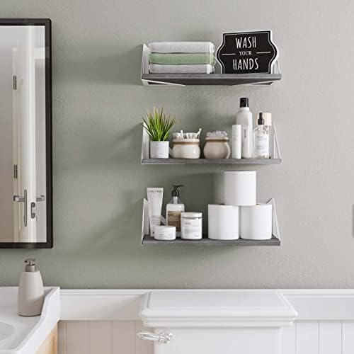 Wallniture Minori Gray Floating Shelves Set of 3 1