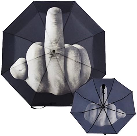 Uooiu TinaWood Funny Middle Finger Umbrella Black