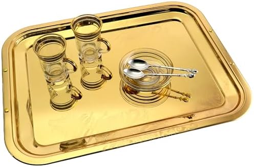 Pack of 2 17 x 131 Iron Gold Plated Serving Trays