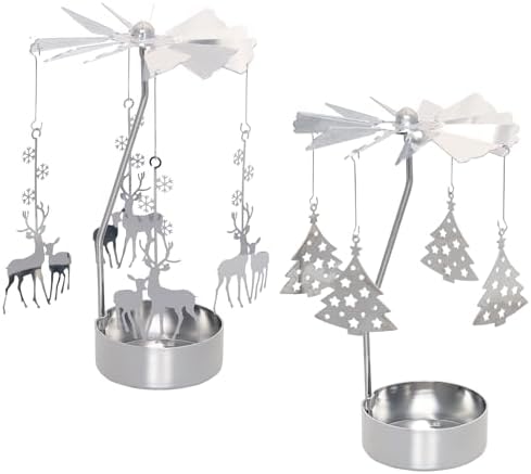 Heliltd 2pcs Spinning Christmas Candle Holder 1