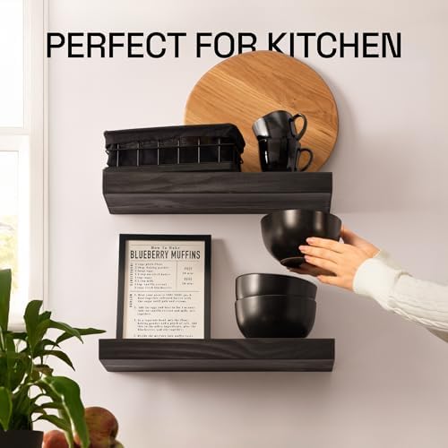 BAOBAB WORKSHOP Floating Shelves Set of 2 - Black Natural Wood