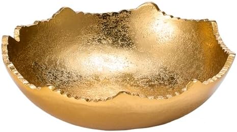 GUTE Gold Brass Half Moon Centerpiece Bowl with Rugged Edges 1