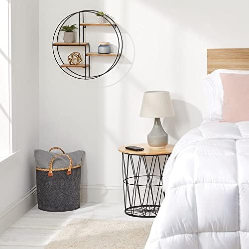 mDesign Round Metal Wall Display Organizer - 4 Shelf BlackNatural