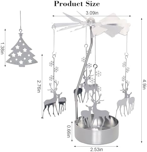 Heliltd 2pcs Spinning Christmas Candle Holder 1
