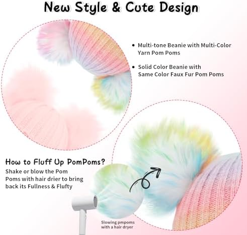 Winter Hat for Kids with Double Pom Pom Beanie
