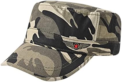 Mens Washed Cotton Flat Top Cap with Mesh Ventilation