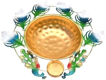 Peacock Urli Bowl - Elegant Floating Flower Tea Light Holder