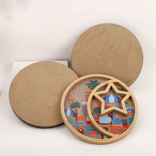Vintage Wooden Moon Crystal Tray Organizer - Beige