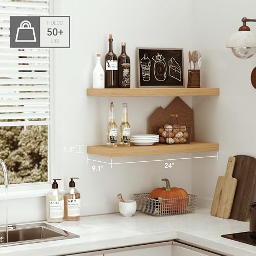 Vivelove Long Floating Shelves Set of 2 with Invisible Brackets