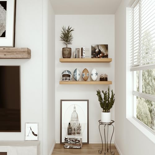 Vivelove Long Floating Shelves Set of 2 with Invisible Brackets
