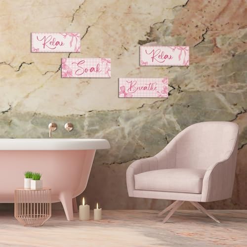 Yousoontic 4Pcs Pink Bow Wall Decor Set