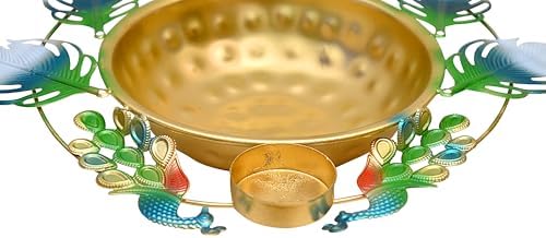 Peacock Urli Bowl - Elegant Floating Flower Tea Light Holder