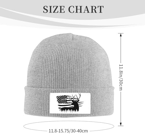 American Flag Deer Knitted Winter Hat with Black Cap