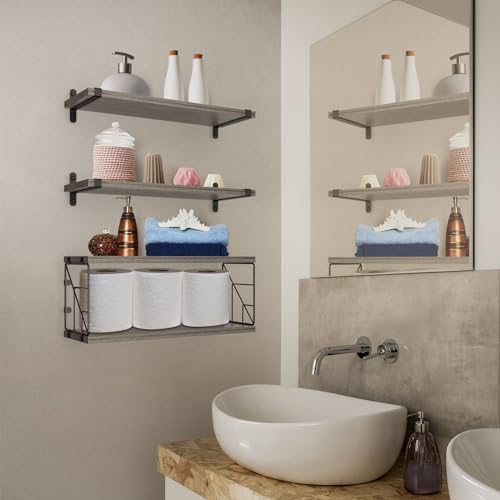 B4Life Floating Shelves Bathroom Rustic Storage