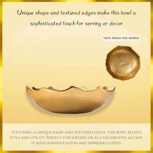 GUTE Gold Brass Half Moon Centerpiece Bowl with Rugged Edges 1
