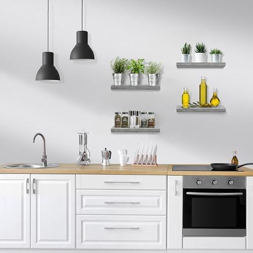 Sorbus Floating Shelves 4 Pack 16 Grey Wall Mount Storage