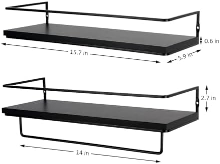 Modern Floating Shelf Set with Towel Rack for Bathroom Storage