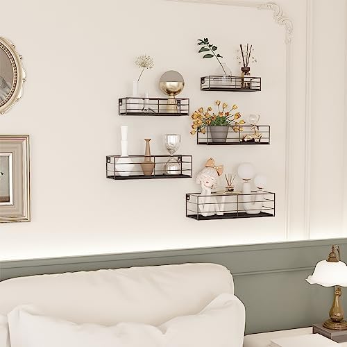 CRUGLA Wall Mounted Floating Shelves Set of 5 Black