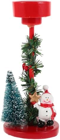 Christmas Candle Stand with Snowman Decor