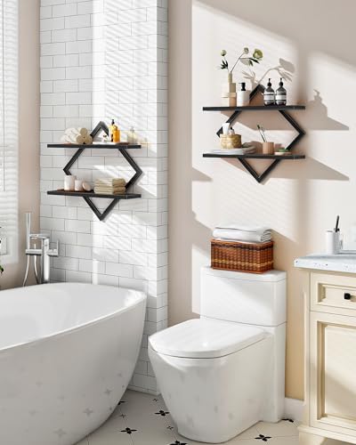 CHOEZON 2-Piece Floating Shelves Set Black Industrial Style
