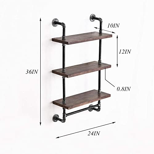 DRIRON Rustic 3-Tier Wall Shelf with Towel Bar24 Industrial Design