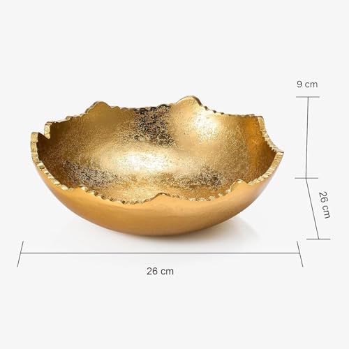 GUTE Gold Brass Half Moon Centerpiece Bowl with Rugged Edges 1