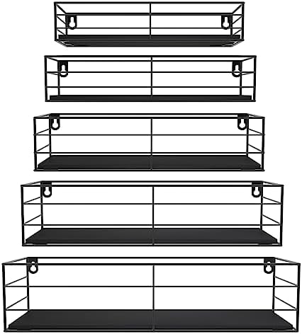 CRUGLA Wall Mounted Floating Shelves Set of 5 Black