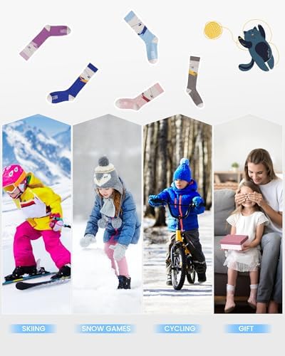 OutdoorMaster Kids Ski Socks Warm Thermal Over the Calf Design