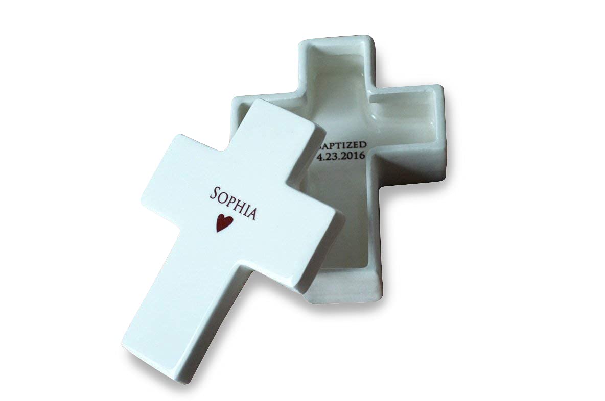 Personalized Cross Keepsake Box - Baptism First Communion Confirmation Gift