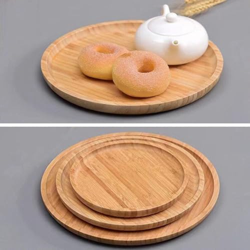 GNSN 15 cm Bamboo Serving Tray for Food Coffee Snacks Candles