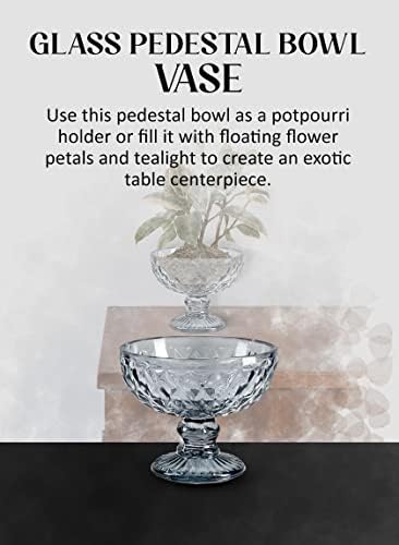 Serene Spaces Living Smokey Glass Pedestal Bowl 5 Diameter 4 Tall