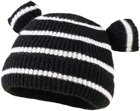 KorhLeoh Kids Striped Knitted Beanie Hat for Boys Girls 0-3Y