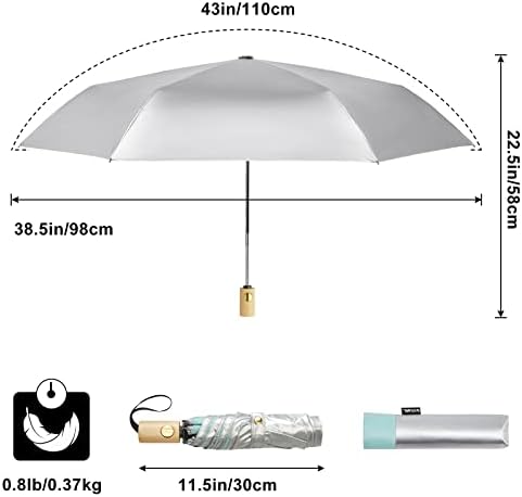 G4Free UV Protection Travel Umbrella with Wooden Handle
