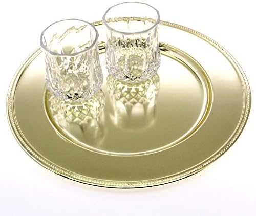 Pack of 4 122 Inch Round Gold Plated Serving Trays