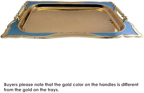 Pack of 2 Gold Plated Iron Serving Trays with Handles