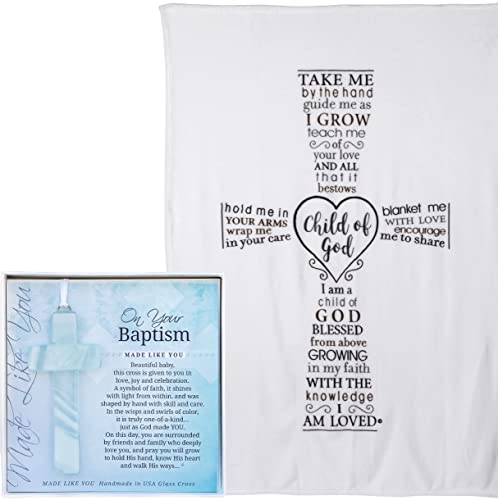 Baptism Gift Set - Glass Cross Child of God Blanket